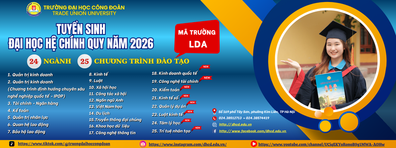 Thông báo tuyển sinh năm 2026 (hình thức đào tạo chính quy)